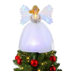 Mr. Christmas Animated Moving Tree Topper Fiber Optic Light Up Angel White LED
